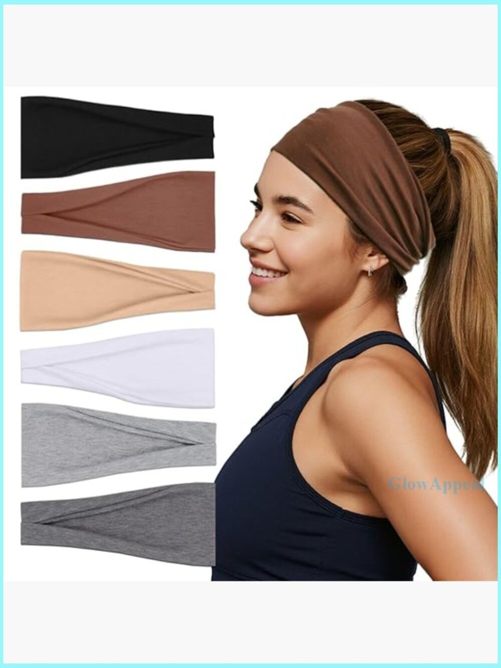 6-Pack Elastic Fabric Headbands for Women - Yoga Workout Running Hair